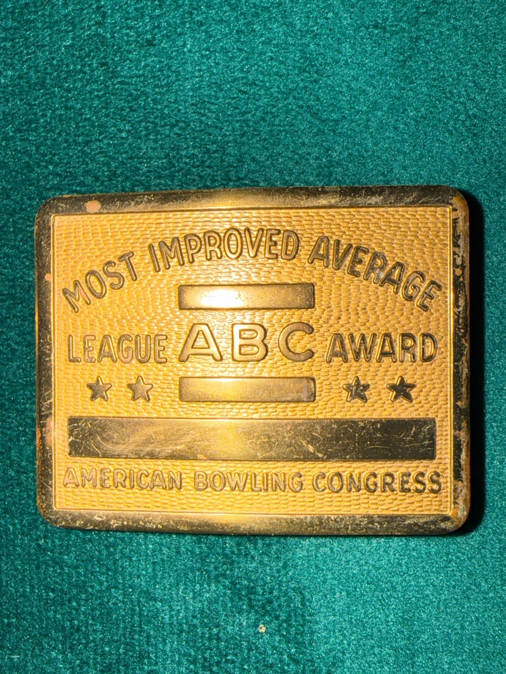 Vintage ABC American Bowling Congress Most Improved Average Belt Buckle
